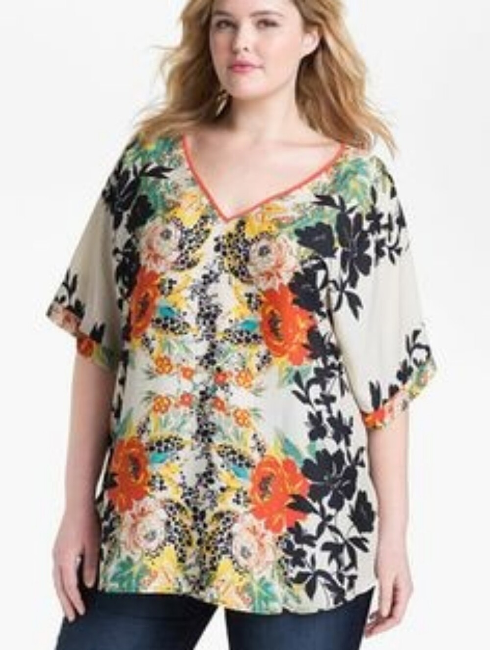 Daniel Rainn V-Neck Floral Short Sleeve Blouse New With Tags